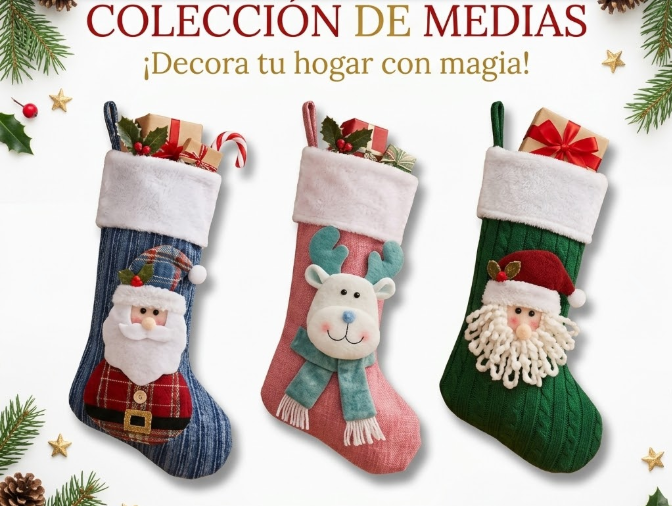 Media Navideña Colgante con Relieve 3D