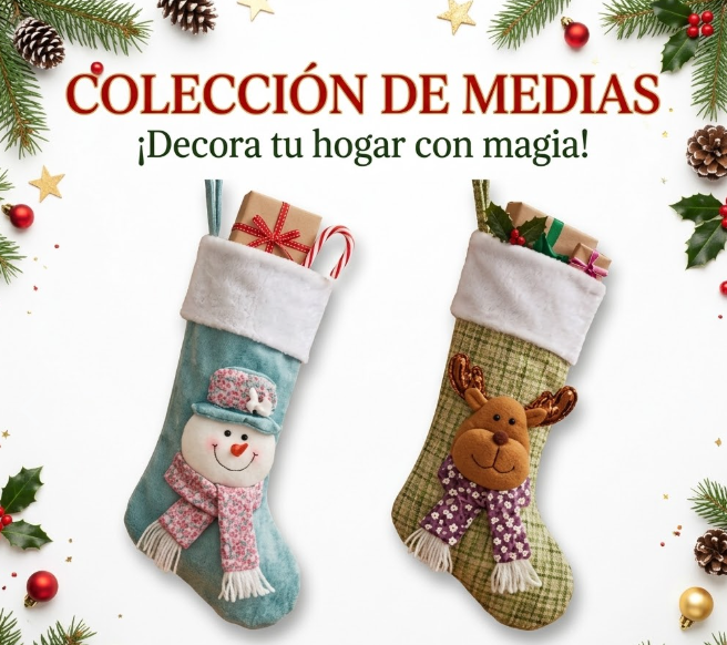 Media Navideña Colgante con Relieve 3D