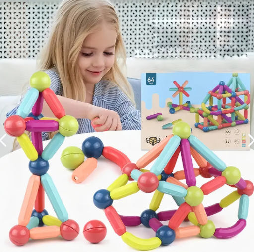 Set de Construcción Magnética 64 Piezas