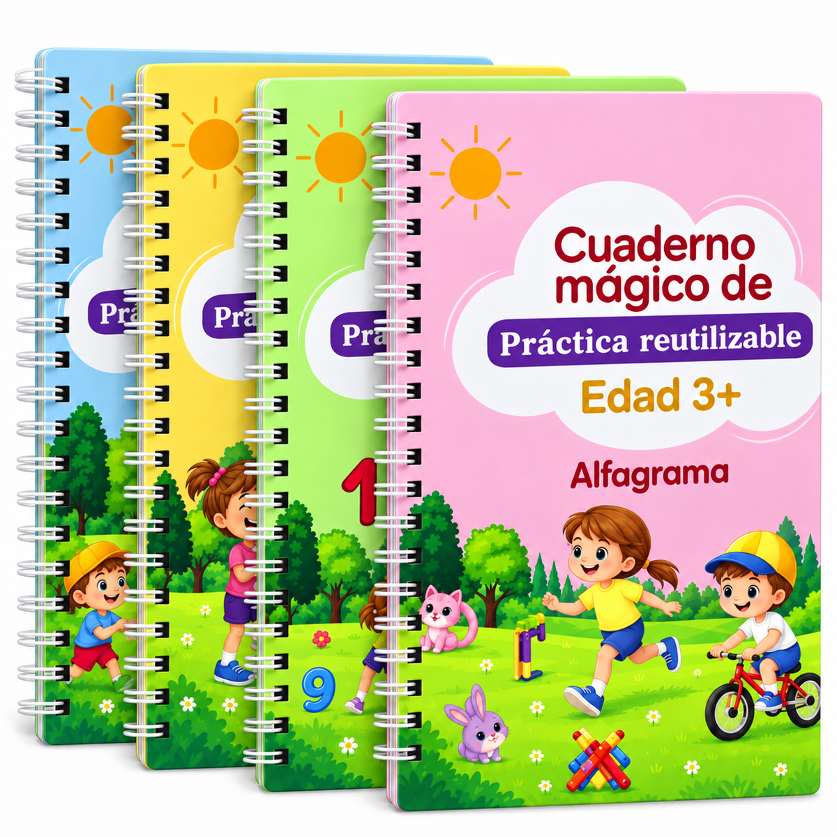 Set 4 Cuadernos Mágicos Reutilizables de Caligrafía