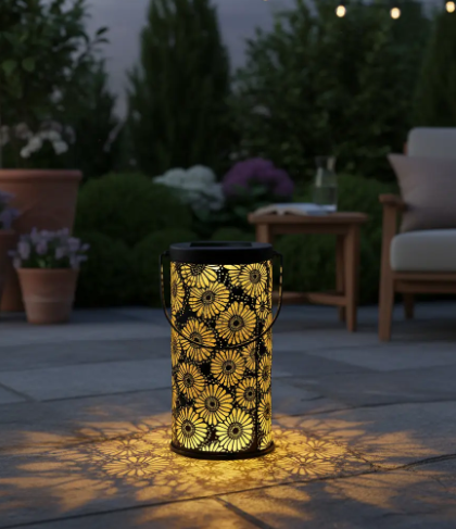 Farol Solar Decorativo de Girasoles para Jardín