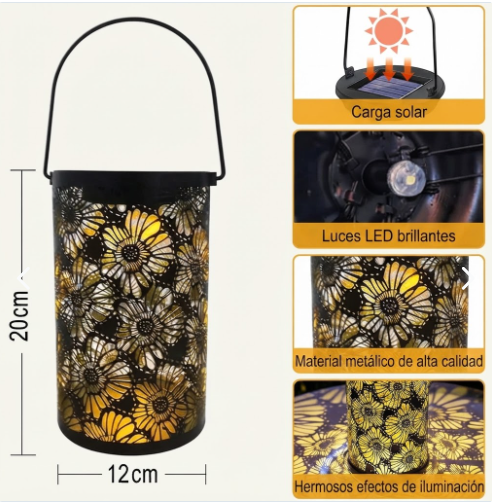 Farol Solar Decorativo de Girasoles para Jardín