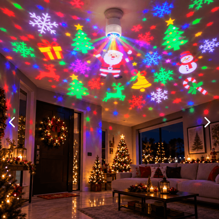 Lámpara Proyector Navideña LED con Diseños Festivos