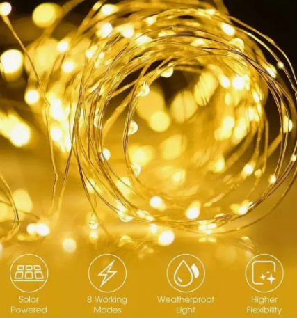 Luces Solares Navideñas 10 m | Luz Cálida