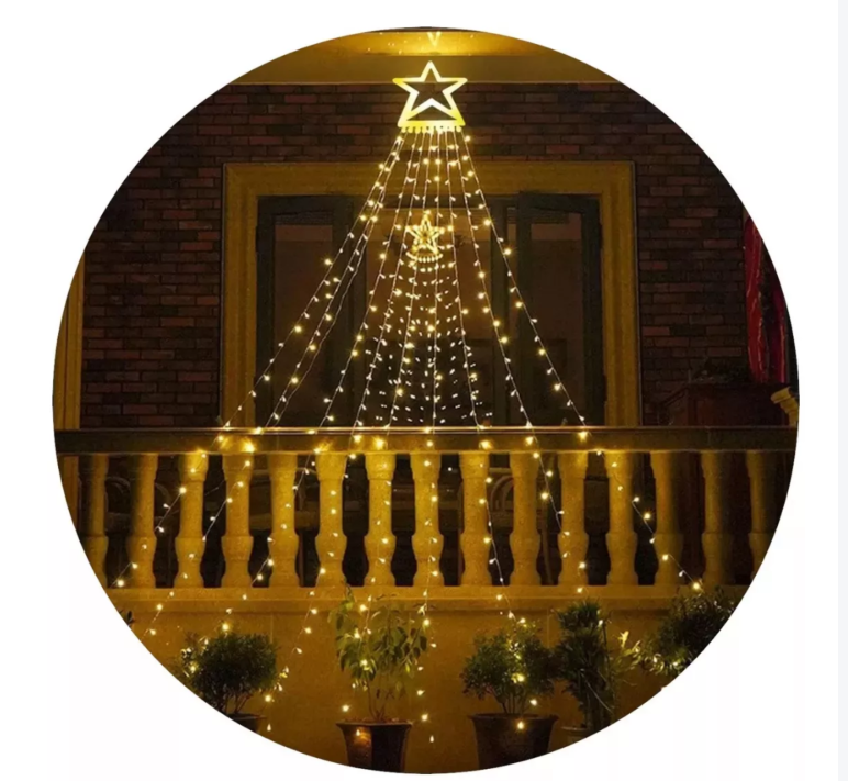 Luces Navideñas con Estrella y Cortina LED | 8 Modos