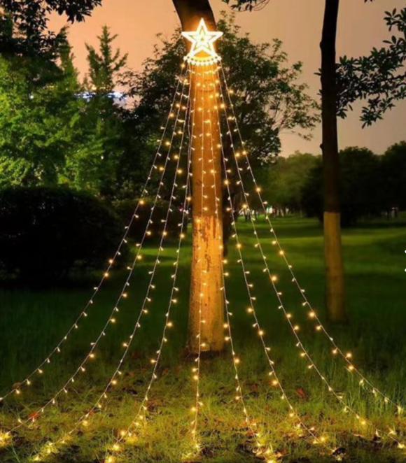 Luces Navideñas con Estrella y Cortina LED | 8 Modos