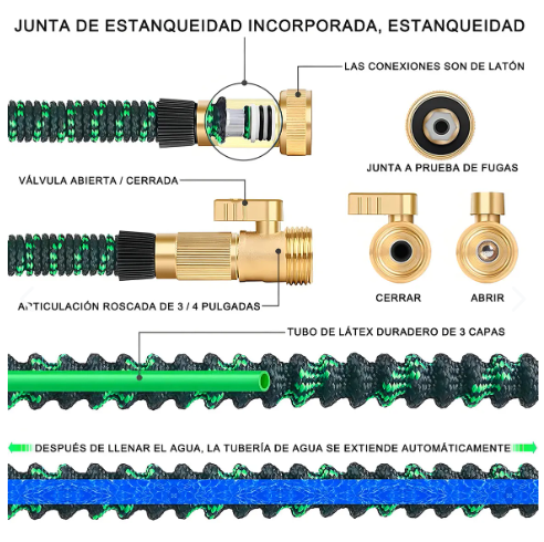 Manguera Expandible para Jardín 30 m con Pistola de Riego