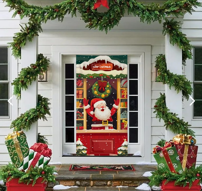 Cubierta Navideña para Puerta con Diseño de Papá Noel