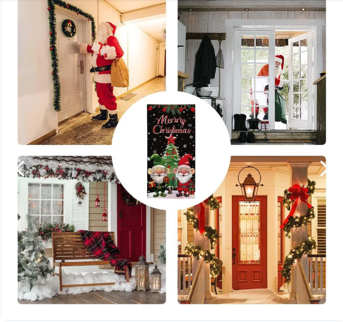 Cubierta Navideña para Puerta con Diseño de Papá Noel