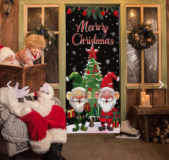 Cubierta Navideña para Puerta con Diseño de Papá Noel