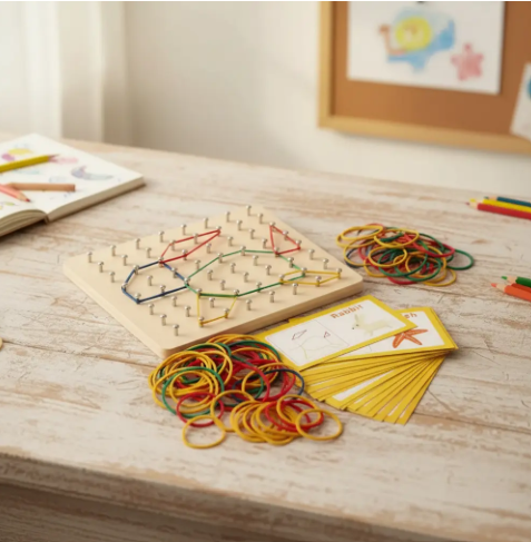 Tablero de Figuras Geométricas con Elásticos