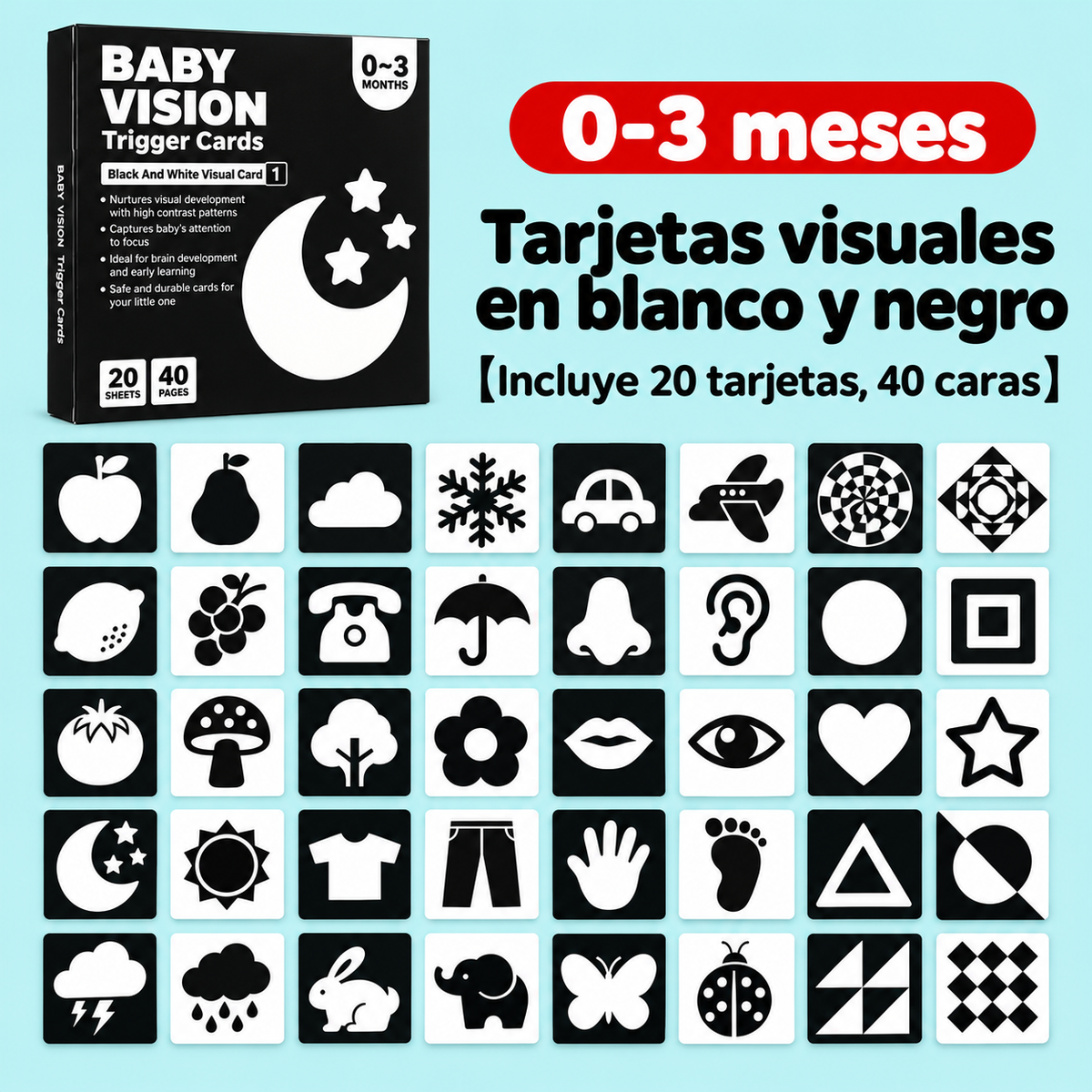 Tarjetas Sensoriales Montessori para Bebés | Por Etapa
