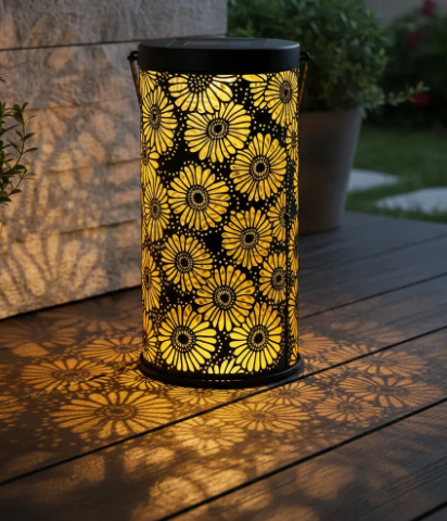 Farol Solar Decorativo de Girasoles para Jardín