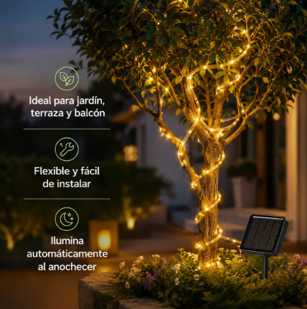 Luces Solares Navideñas 10 m | Luz Cálida